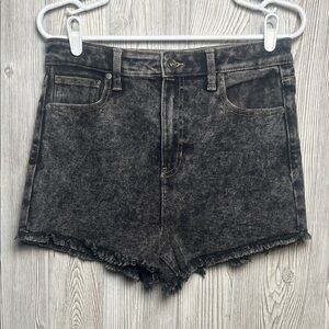 Kendall + Kylie Drifter High Rise Jean Shorts Black Acid Wash Raw Hem 13/31